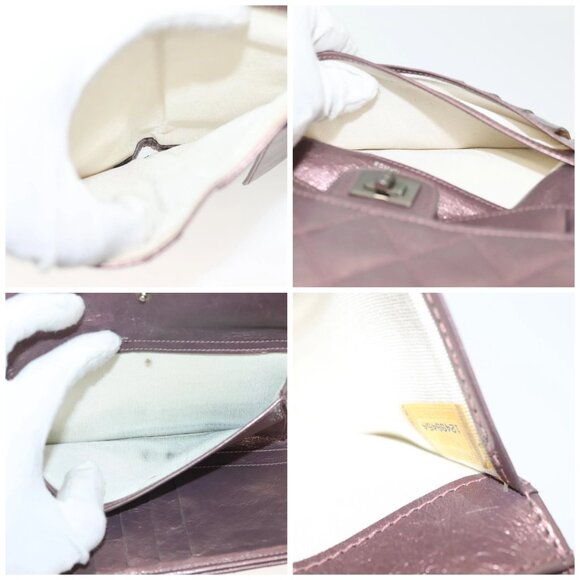 CHANEL 2.55 Matelasse Long Wallet Leather Pink Silver CC Auth 137893 - Picture 15 of 15